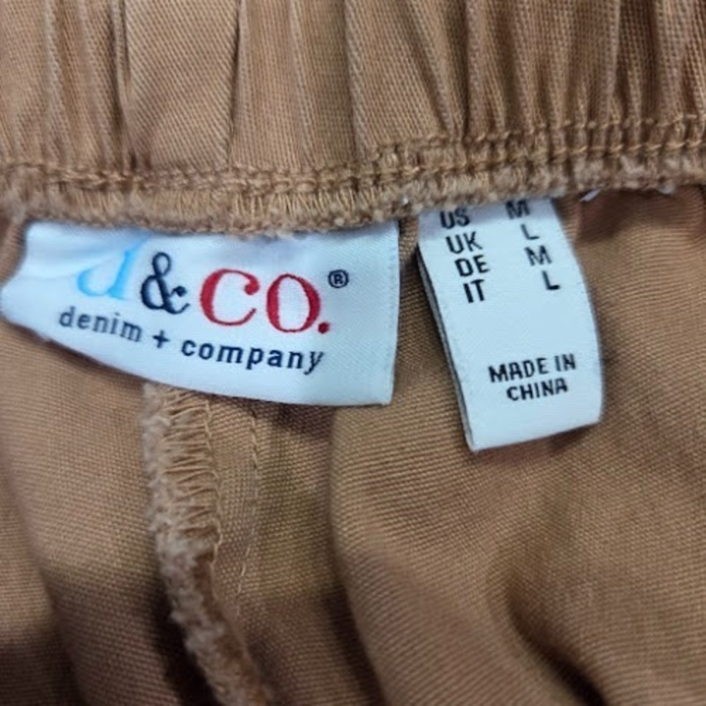 Denim & Co Cropped Pants Womens Medium Camel Elastic Waist Pull On Pockets Ankle - Picture 4 of 12